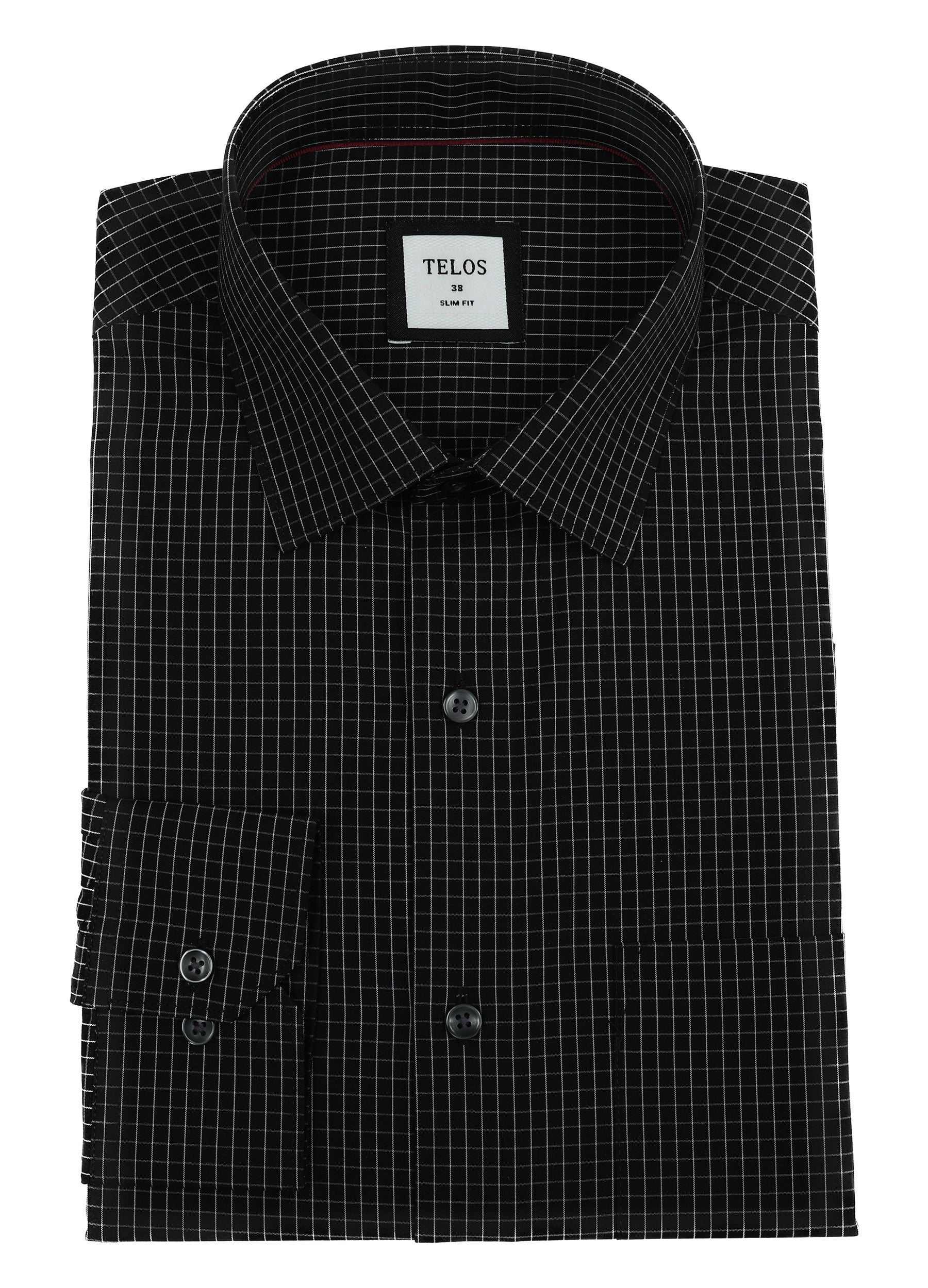 Point Collar Two Tone Yarn Dyed Graph Checks Shirt - Black