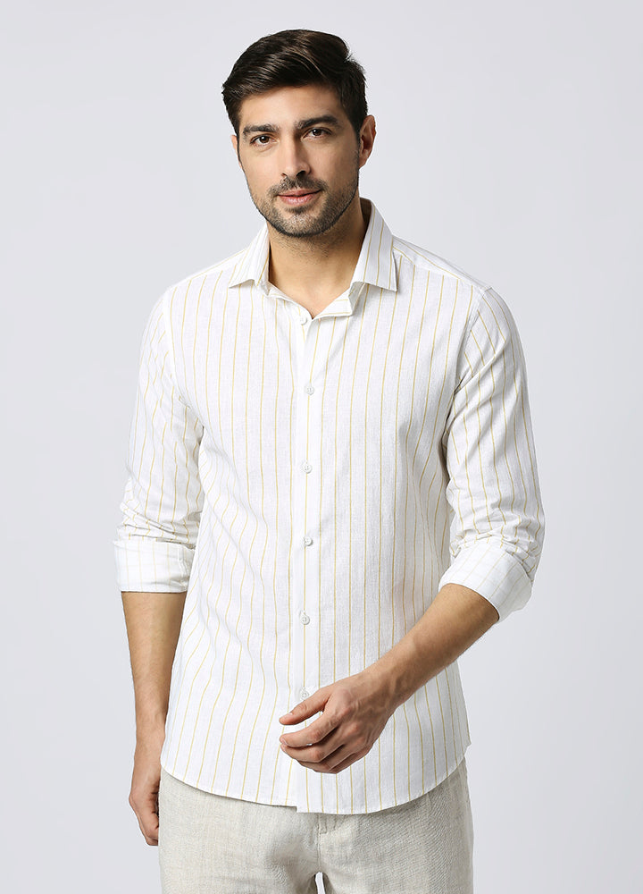 Cutaway Collar Toss Stripe Shirt - Yellow