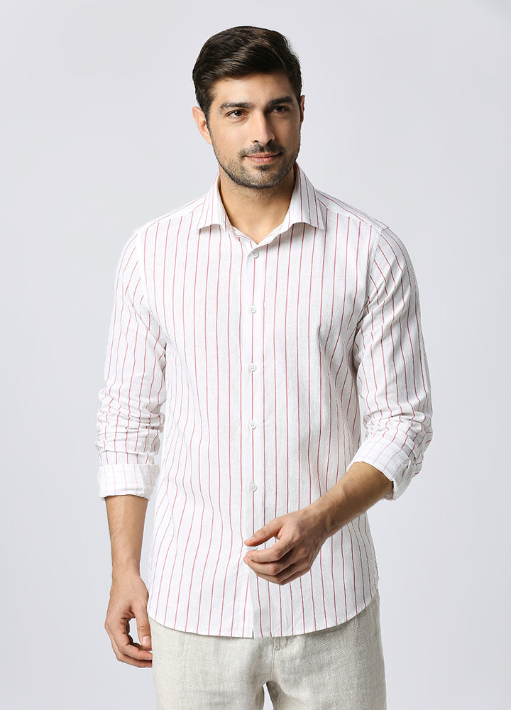 Cutaway Collar Toss Stripe Shirt - Pink