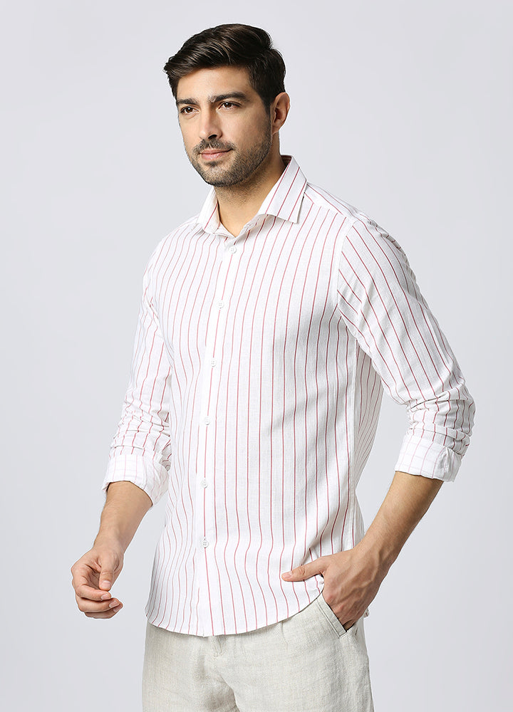 Cutaway Collar Toss Stripe Shirt - Pink