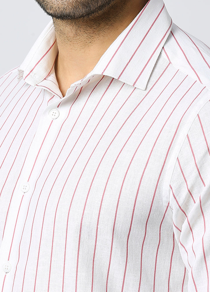 Cutaway Collar Toss Stripe Shirt - Pink