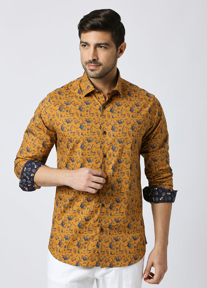 Cutaway Collar Cellar Stories Shirt - Mustard