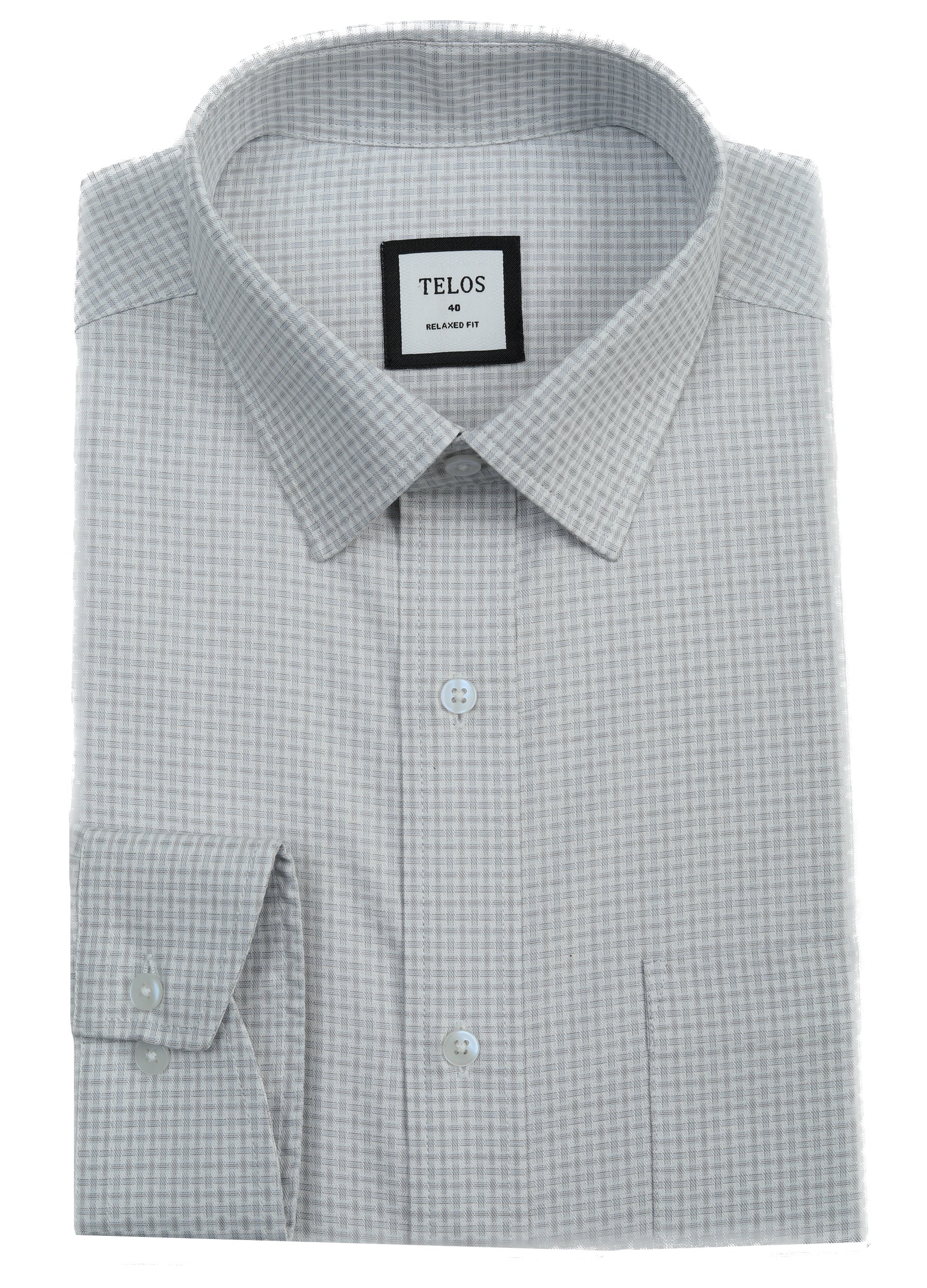 Point Collar End on End Diamond Weave Shirt - Fossil Grey