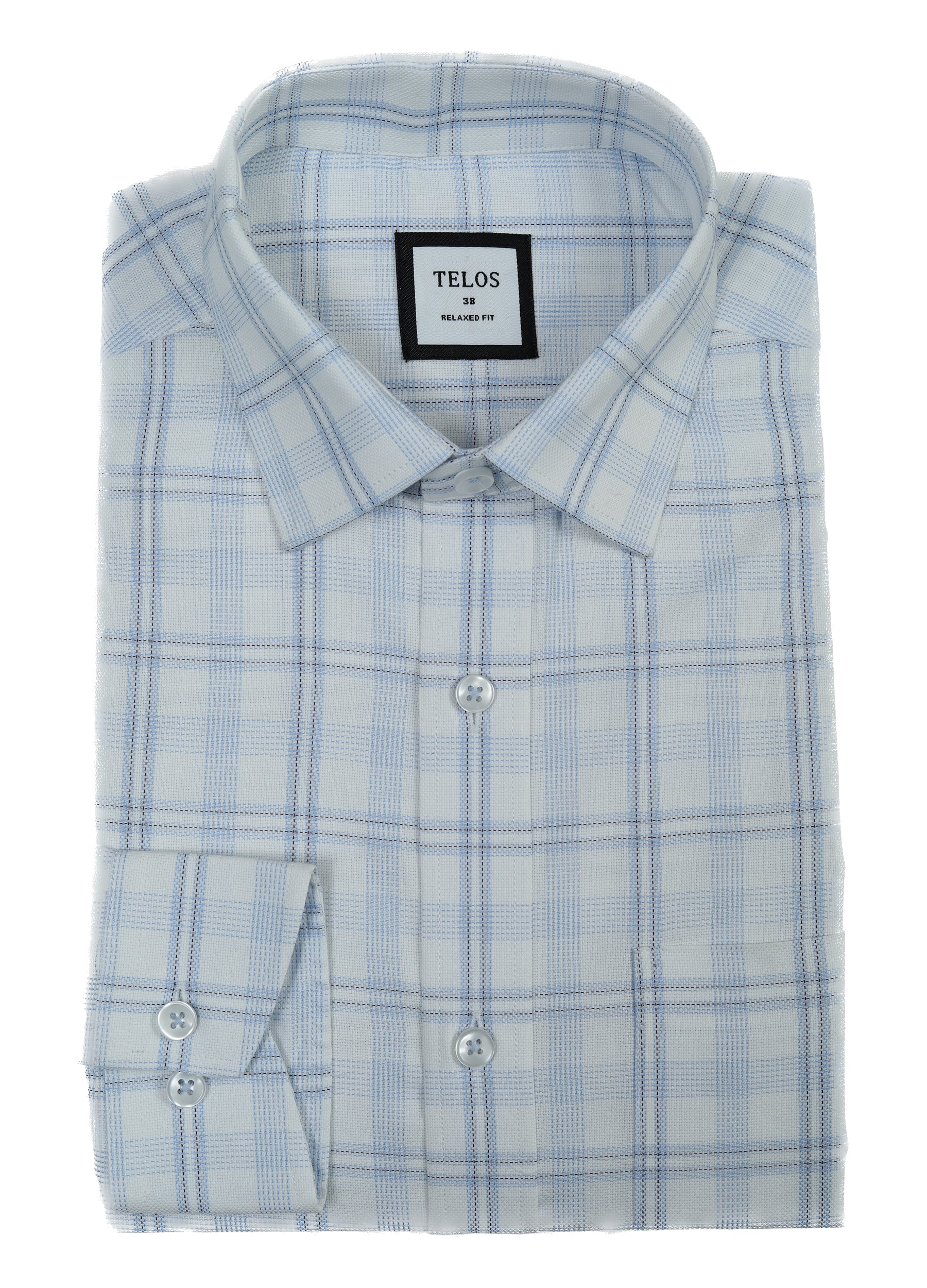 Point Collar Oxford Overcheck Shirt - Powder Blue