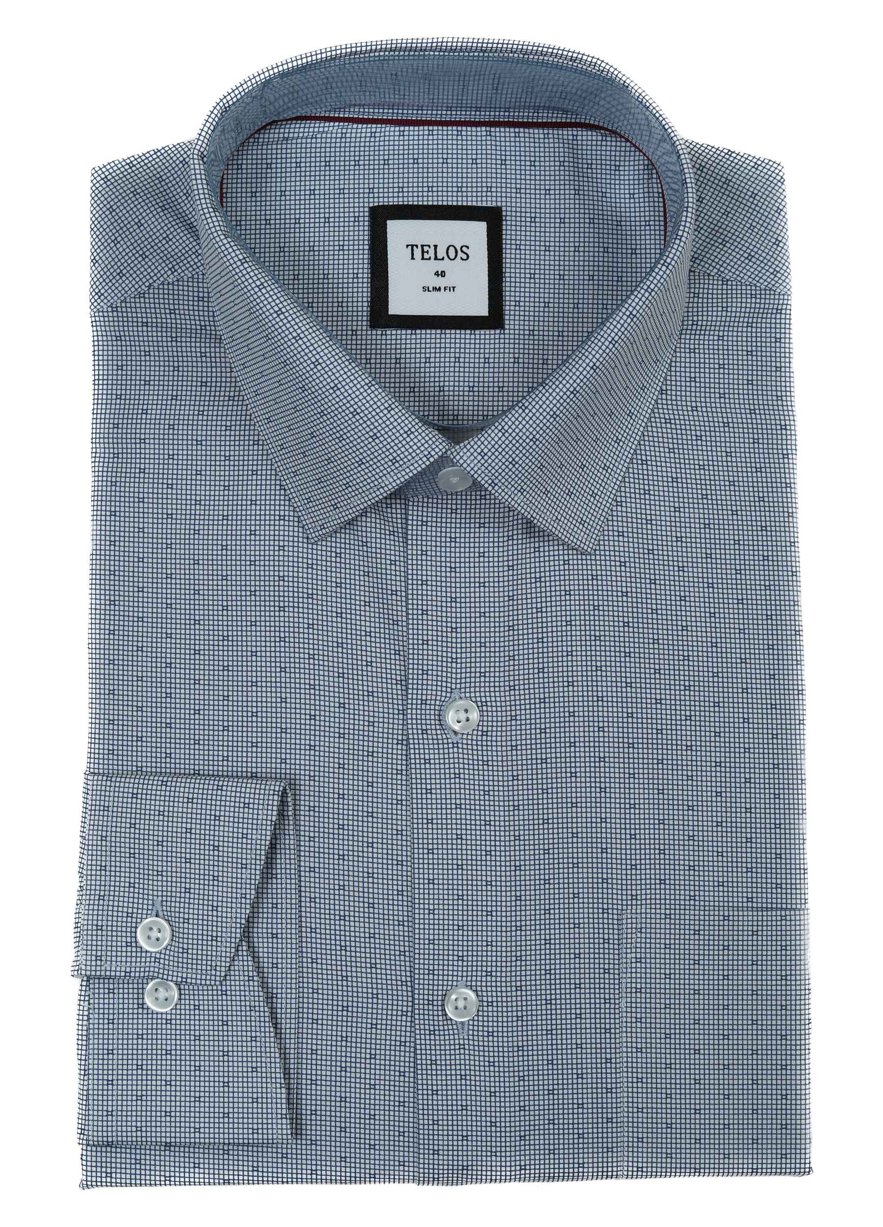 Point Collar Micro Checks Shirt - Blue Yonder