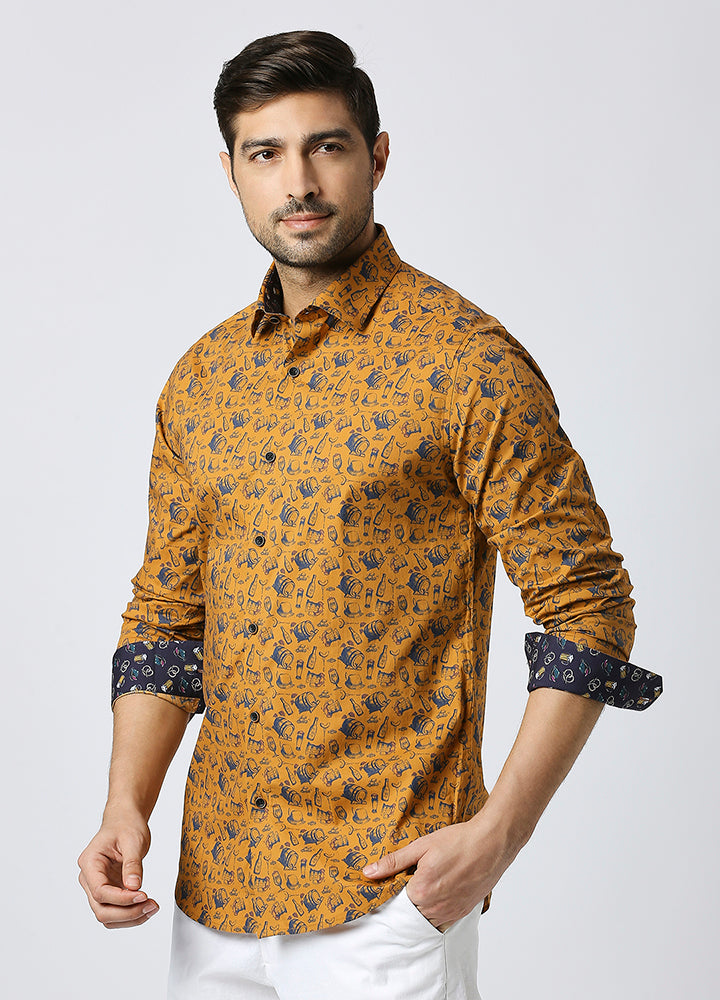 Cutaway Collar Cellar Stories Shirt - Mustard