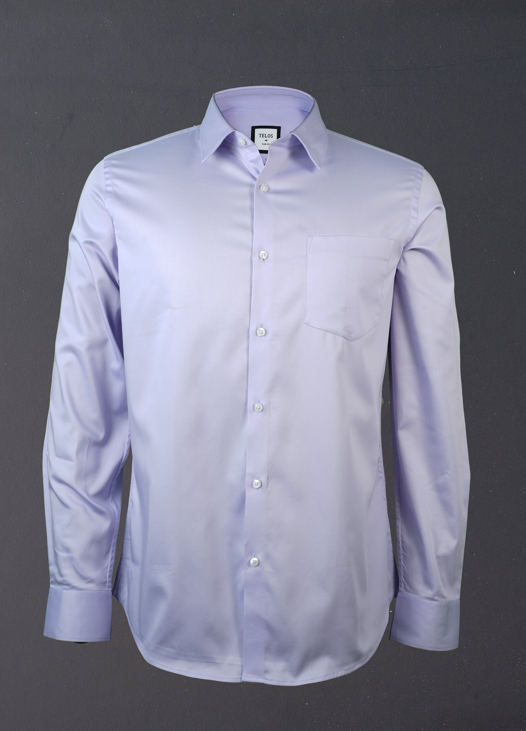 Straight Point Collar Fine Satin Stretch Shirt - Lavender