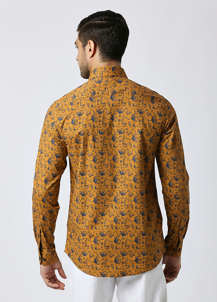 Cutaway Collar Cellar Stories Shirt - Mustard