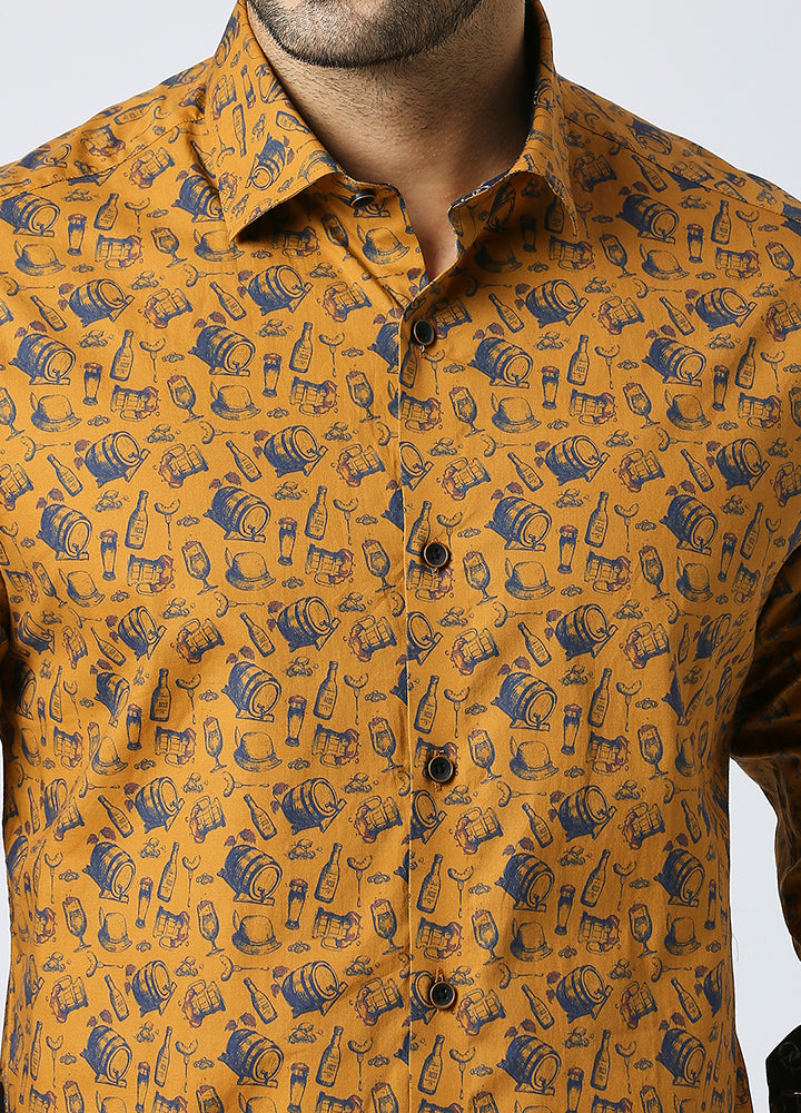 Cutaway Collar Cellar Stories Shirt - Mustard