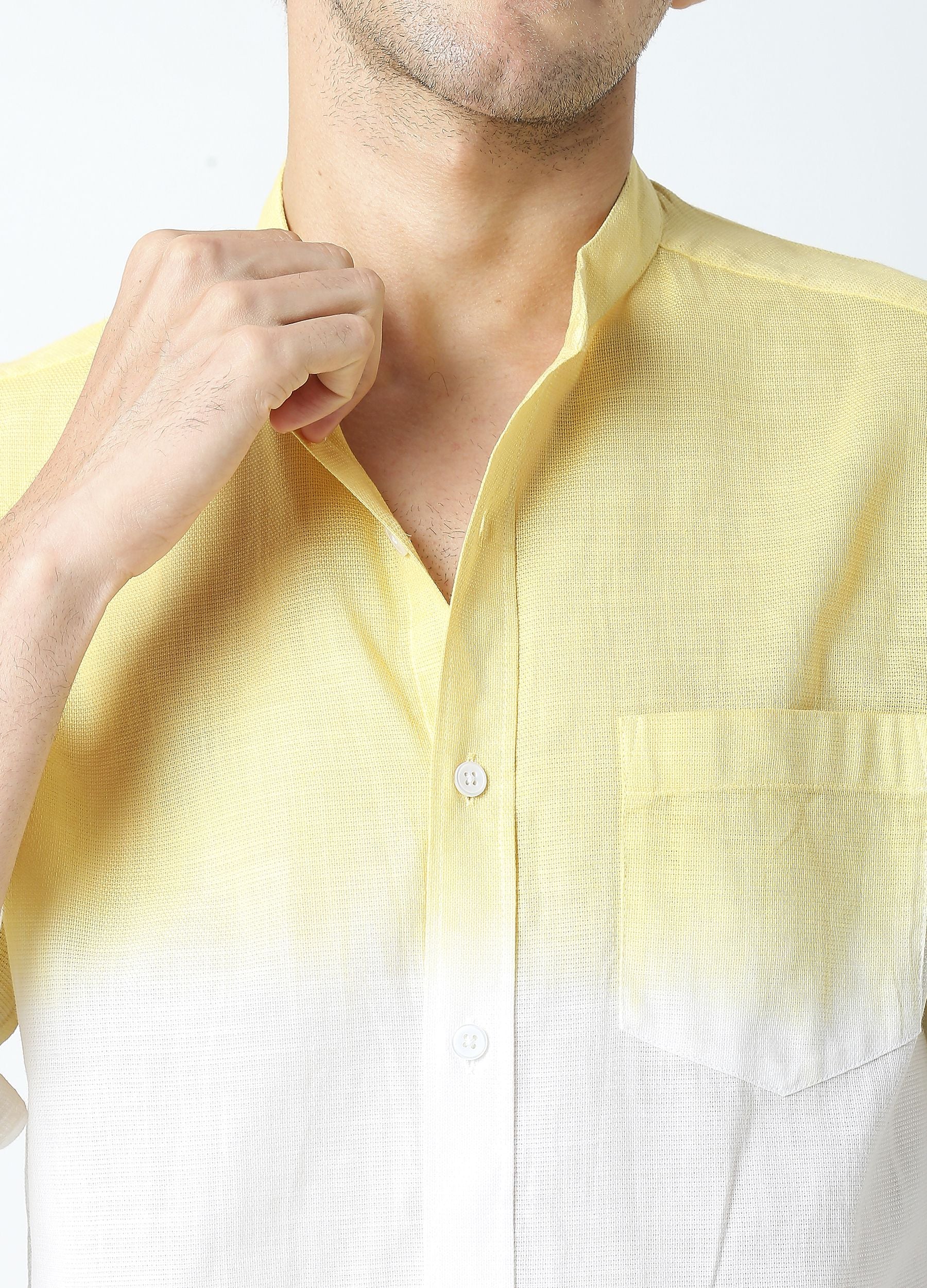 Tie Dye Chinese Collar Shirt - Yellow