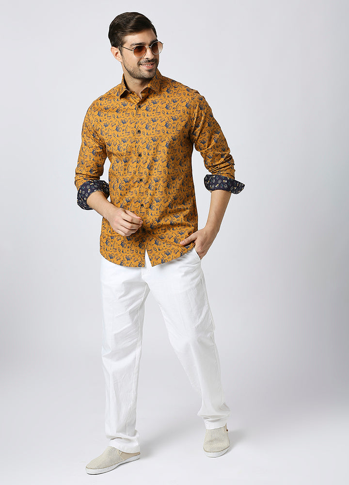 Cutaway Collar Cellar Stories Shirt - Mustard