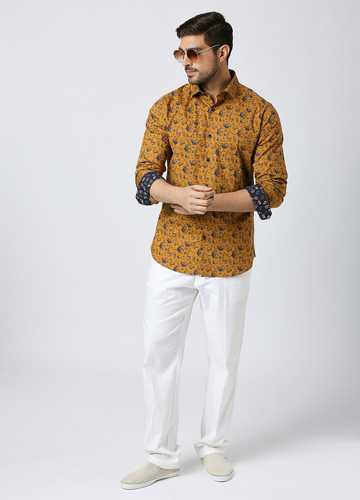 Cutaway Collar Cellar Stories Shirt - Mustard