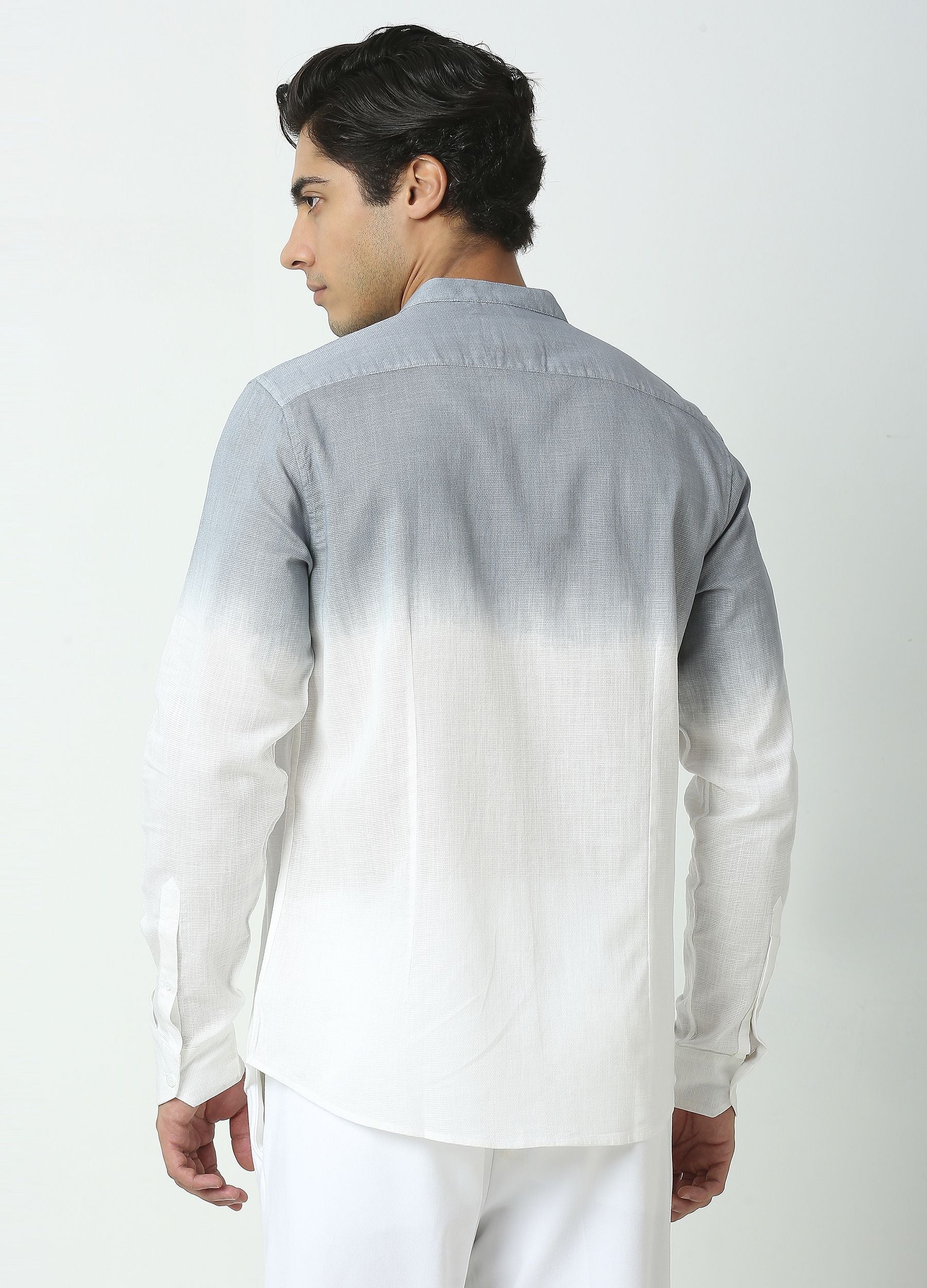 Tie Dye Chinese Collar Shirt - Grey