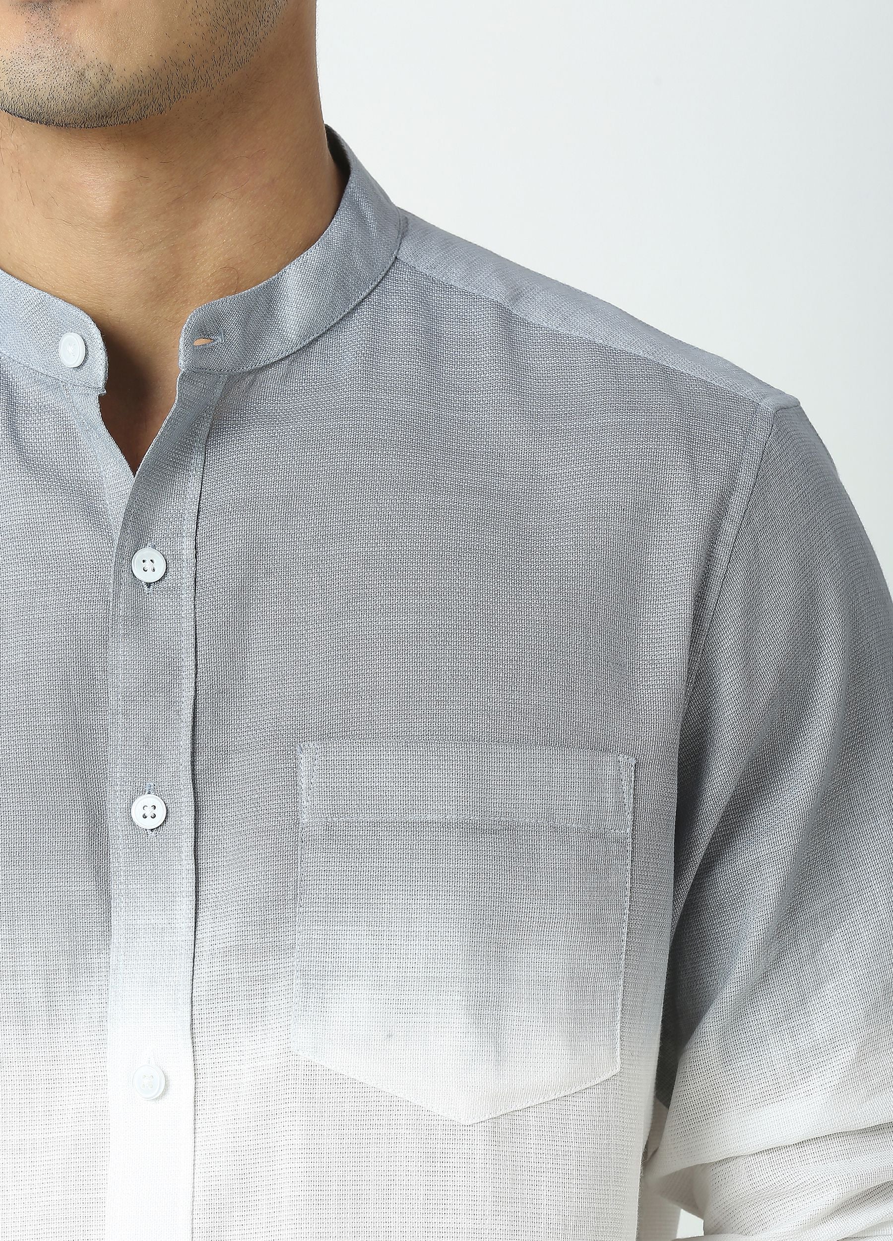 Tie Dye Chinese Collar Shirt - Grey