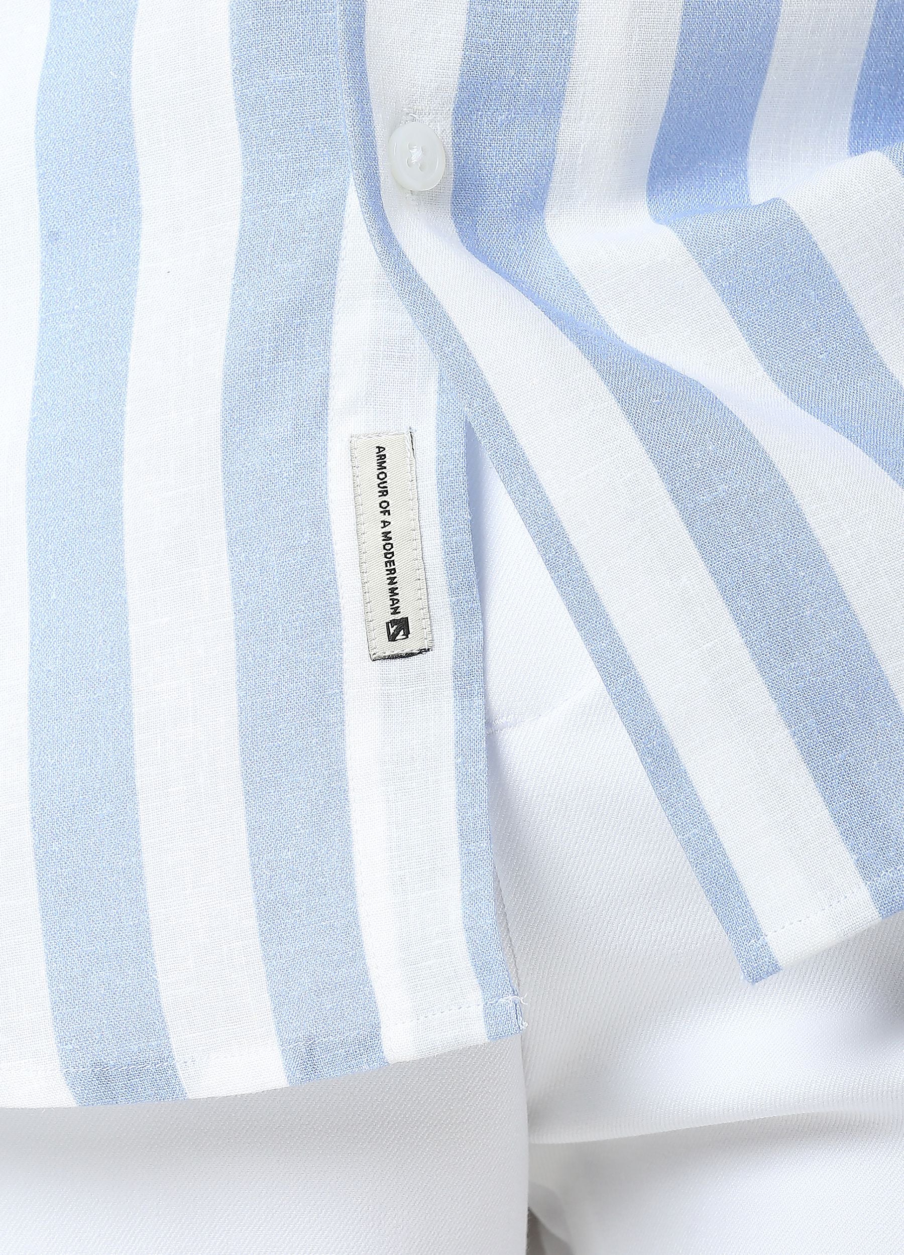 Cutaway Collar Stripe Shirt - Powder blue