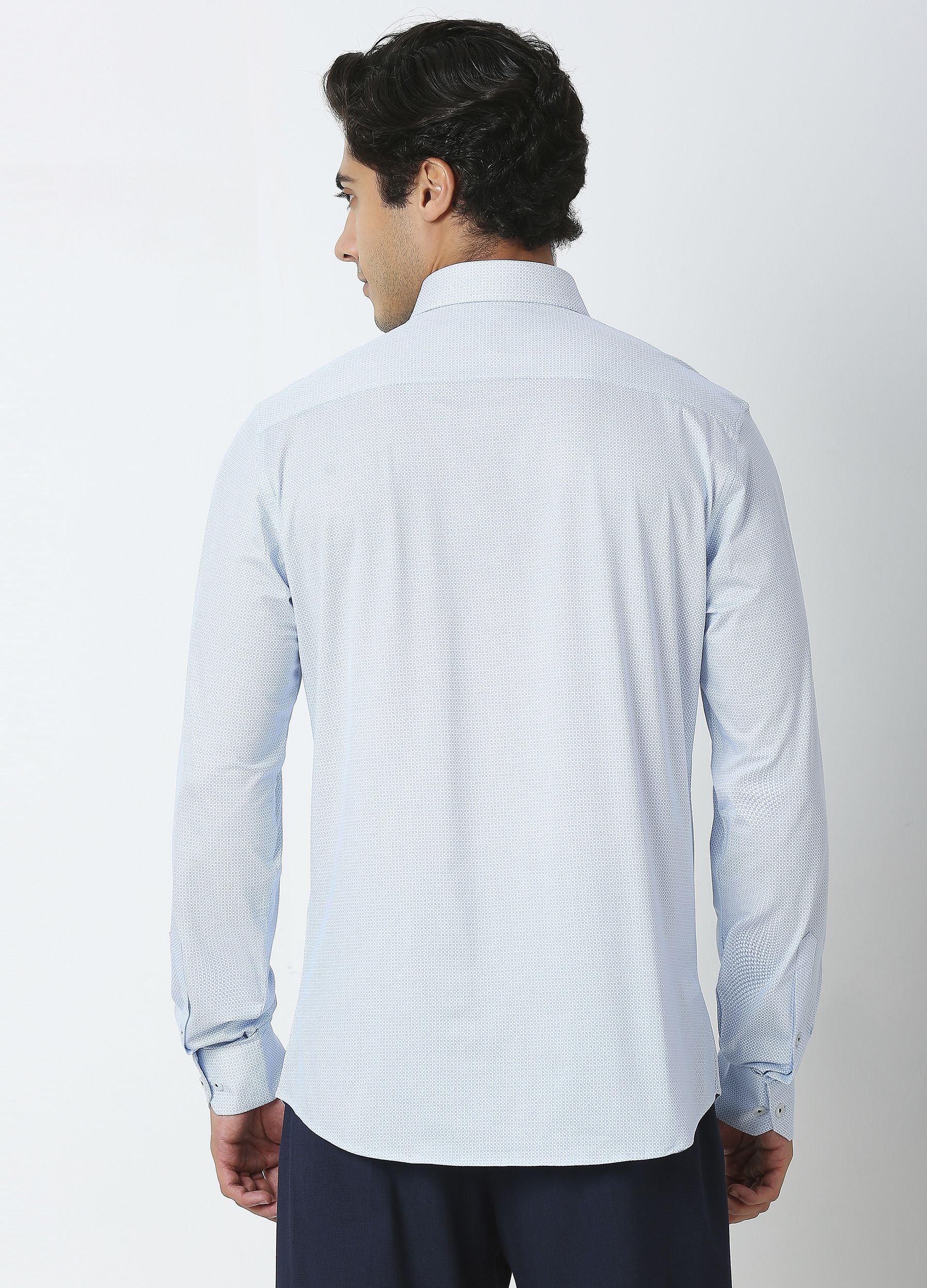 Gramis Wave Button Down Knit shirt baby blue