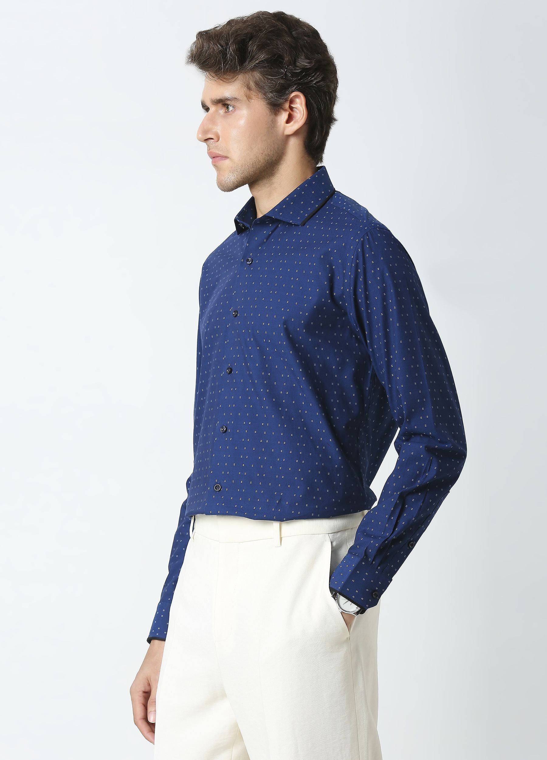 Point Collar Butta Dobby Shirt - Royal Blue