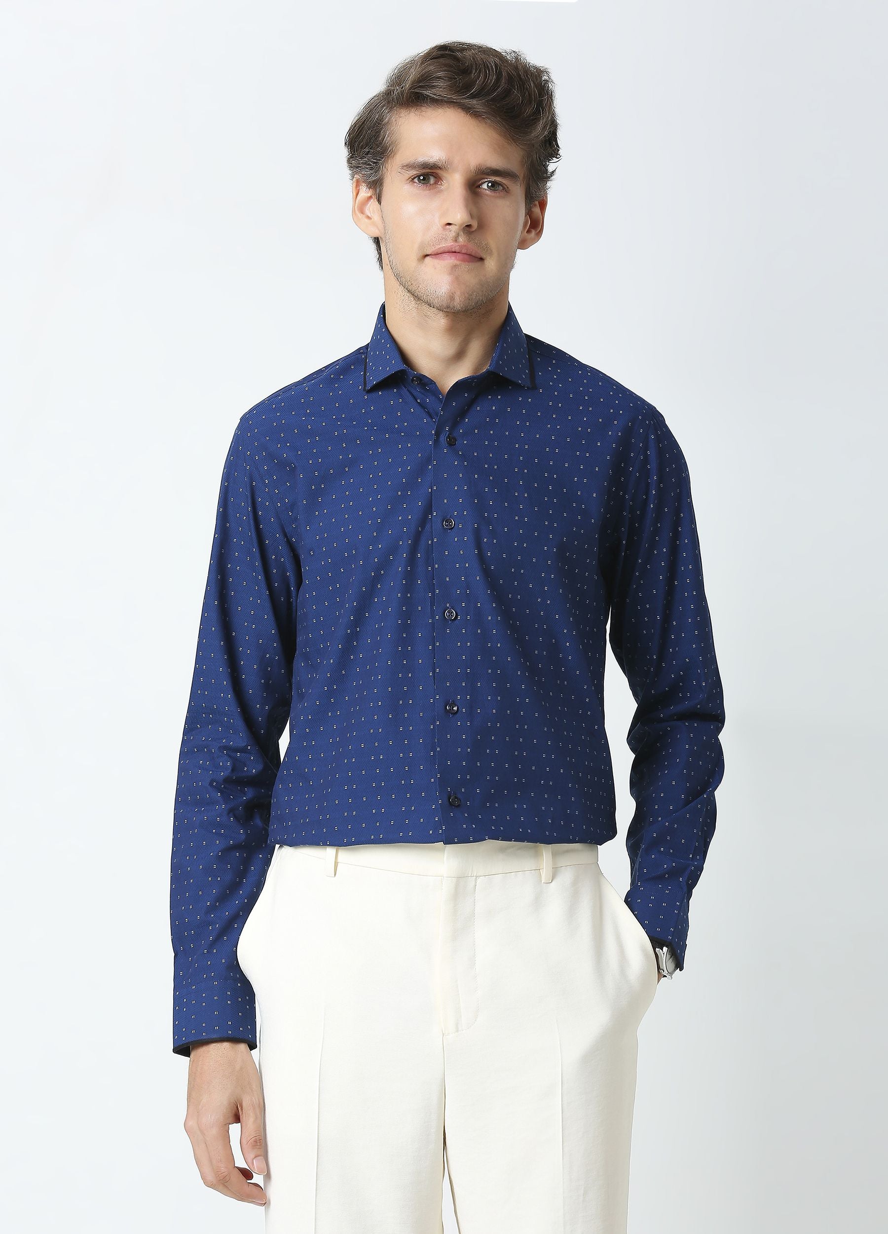 Point Collar Butta Dobby Shirt - Royal Blue