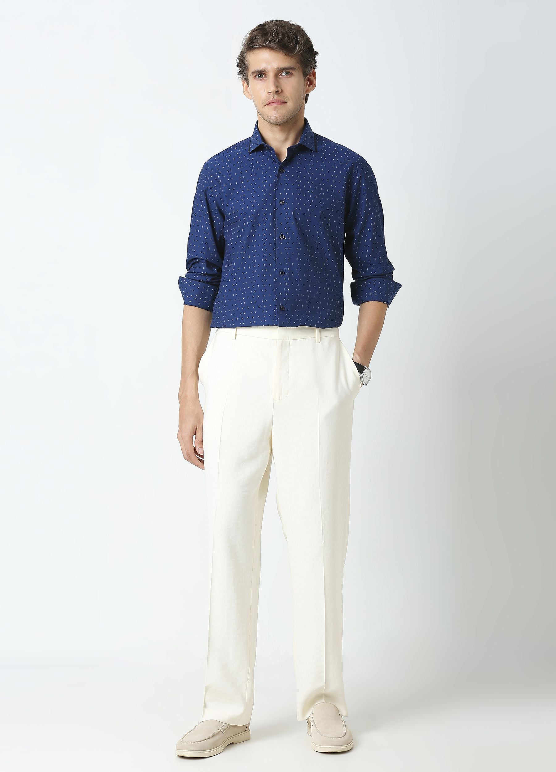 Point Collar Butta Dobby Shirt - Royal Blue