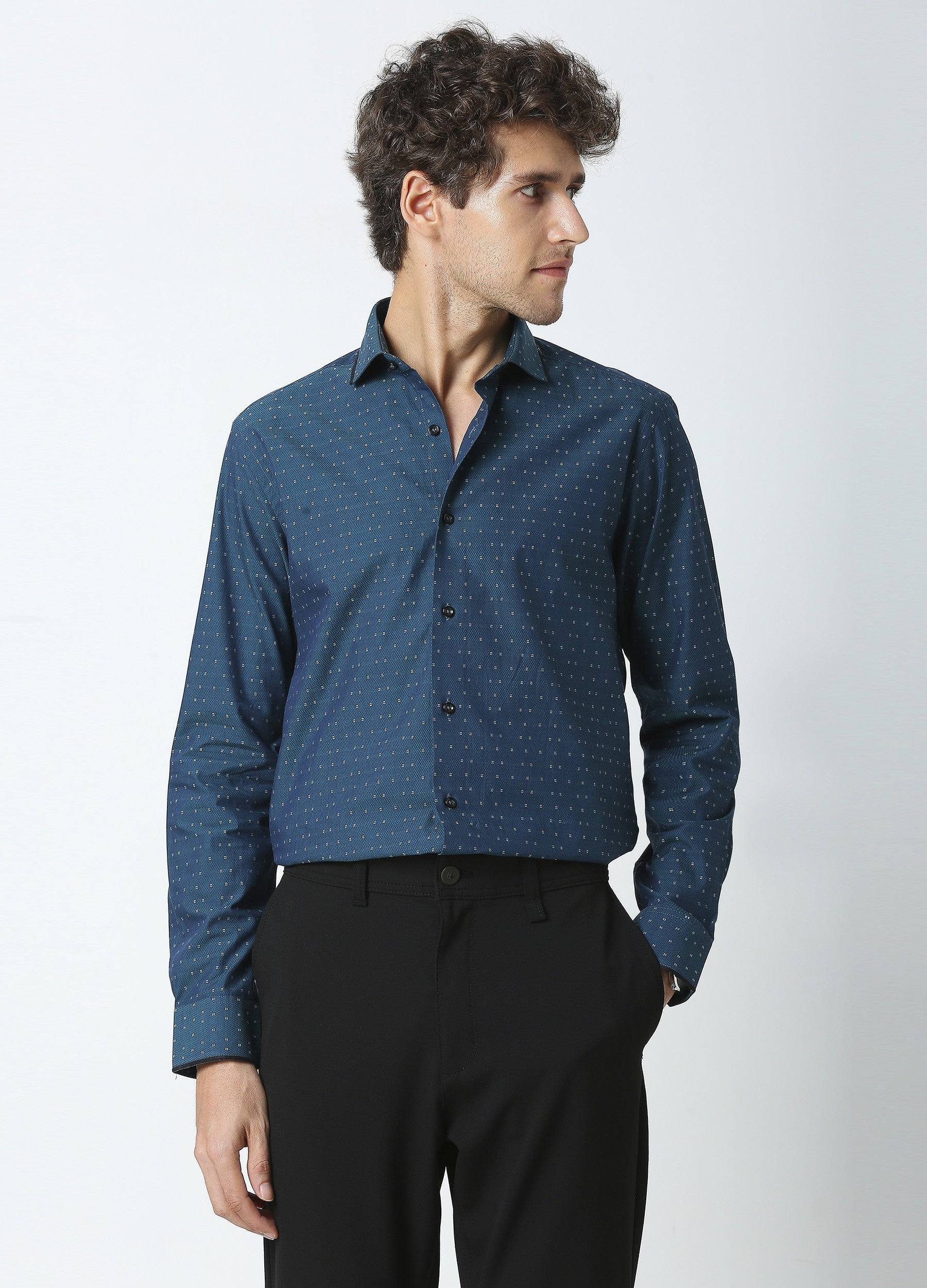 Point Collar Butta Dobby Shirt - Teal