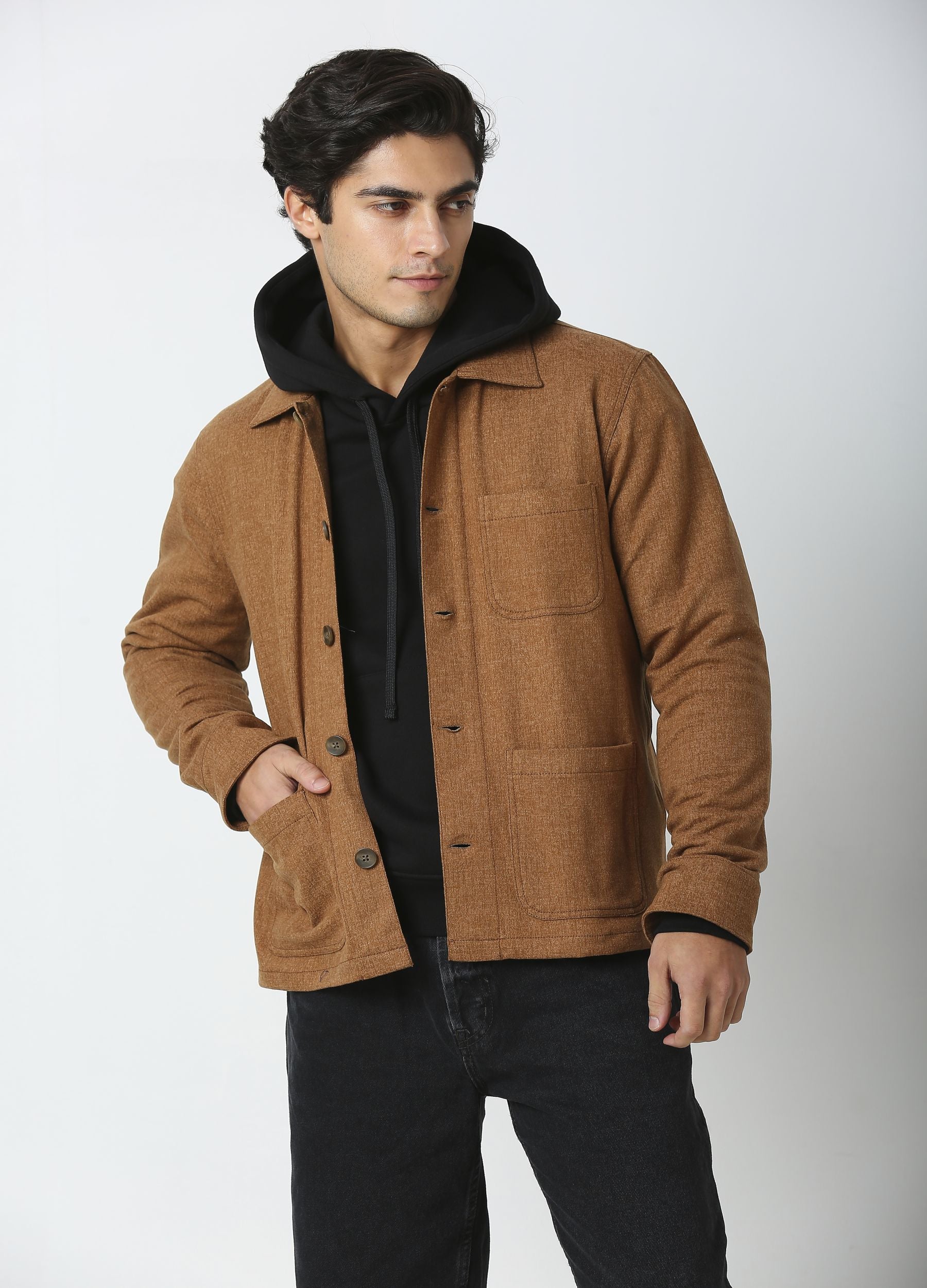 Artisan Melange Shacket - Caramel Brown