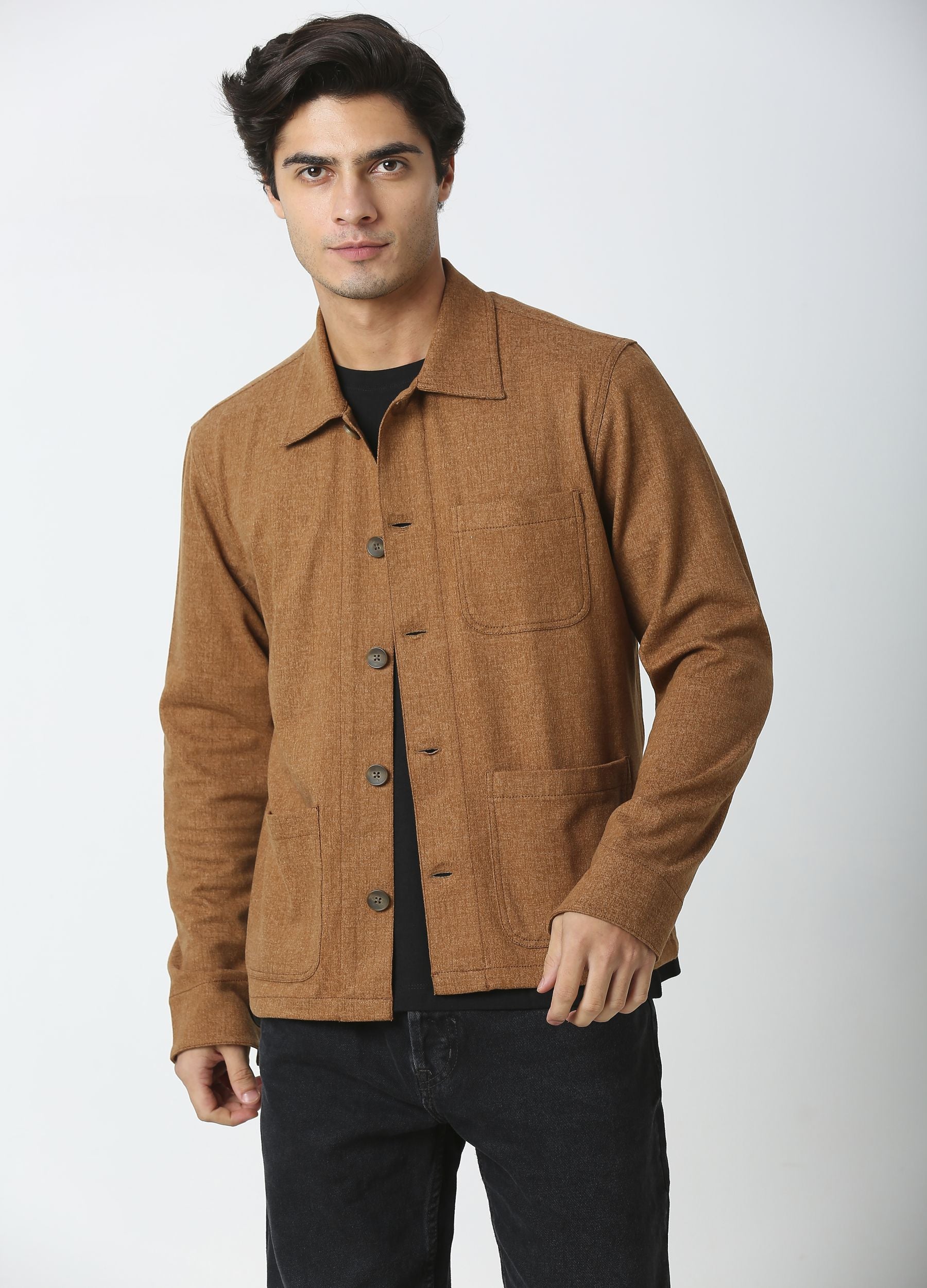 Artisan Melange Shacket - Caramel Brown