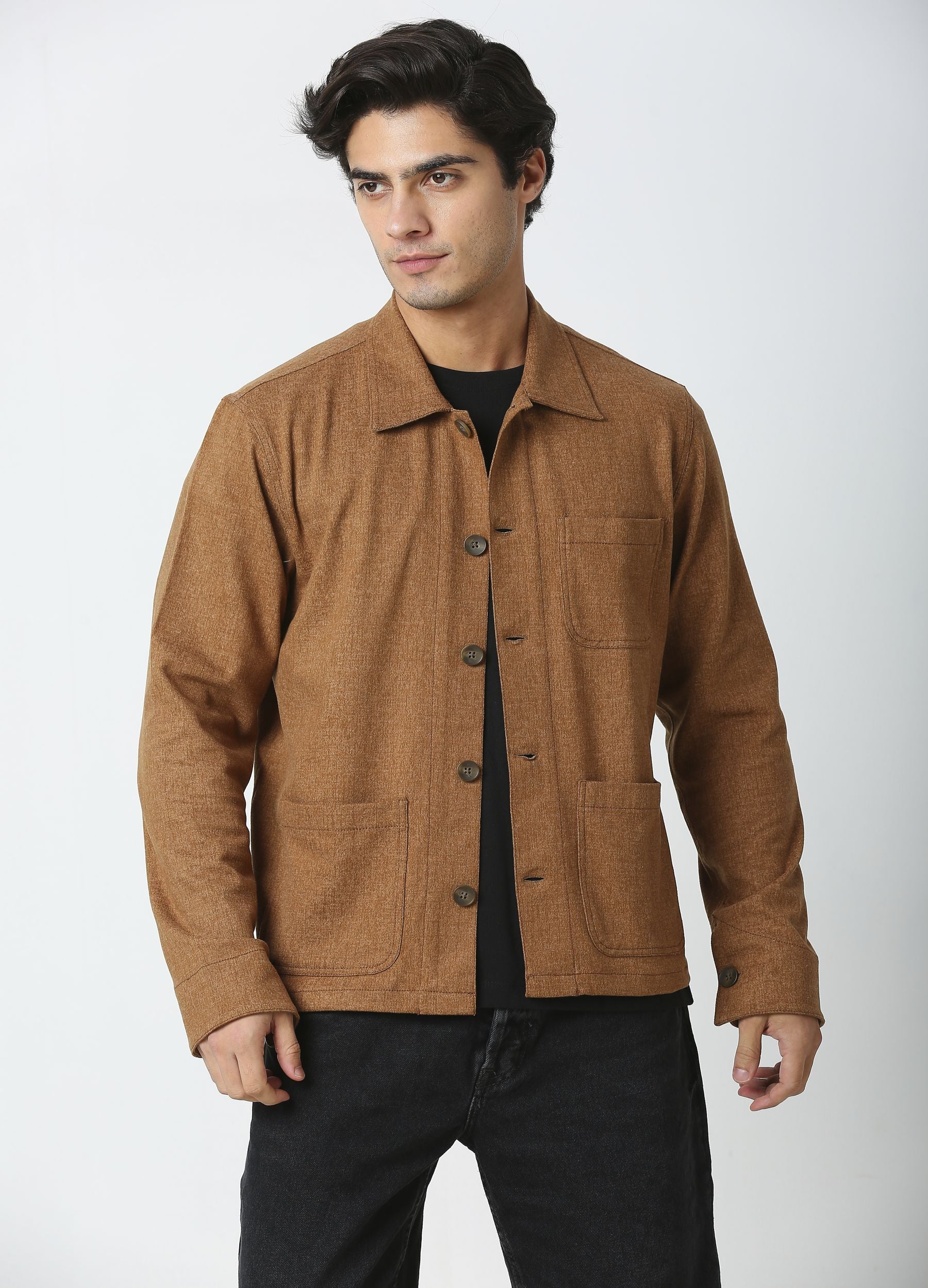 Artisan Melange Shacket - Caramel Brown